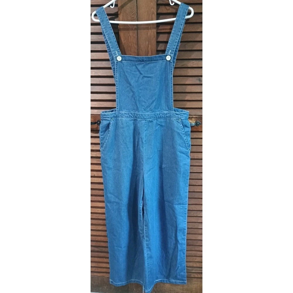 American Apparel Blue Denim Jumpsuit Wide Leg Jean Overalls Size Large